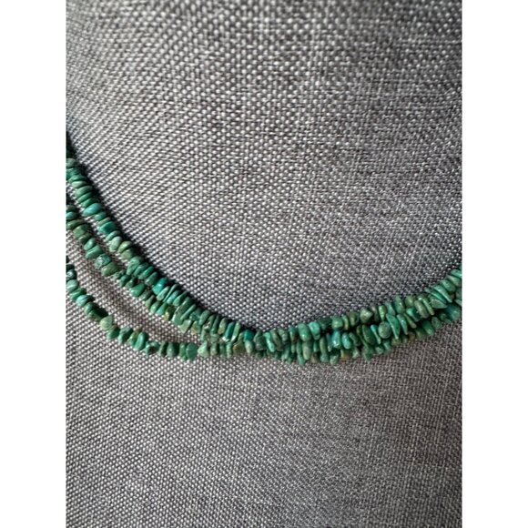 Three-Strand Turquoise Chip Necklace With Silver Clasp - Picture 4 of 6